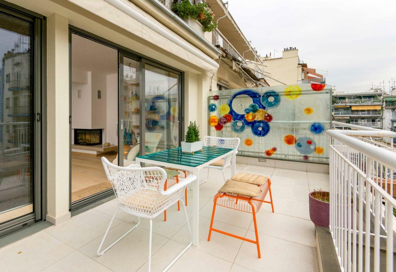 Stylish 3-Bedroom Apartment & Terrace Salonicco Esterno foto